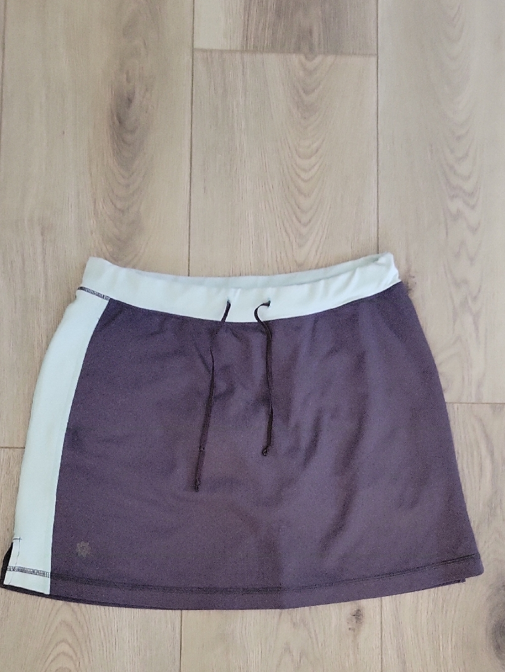 Title Nine Two-Tone Drawstring Mini Skirt - Purple and Cream